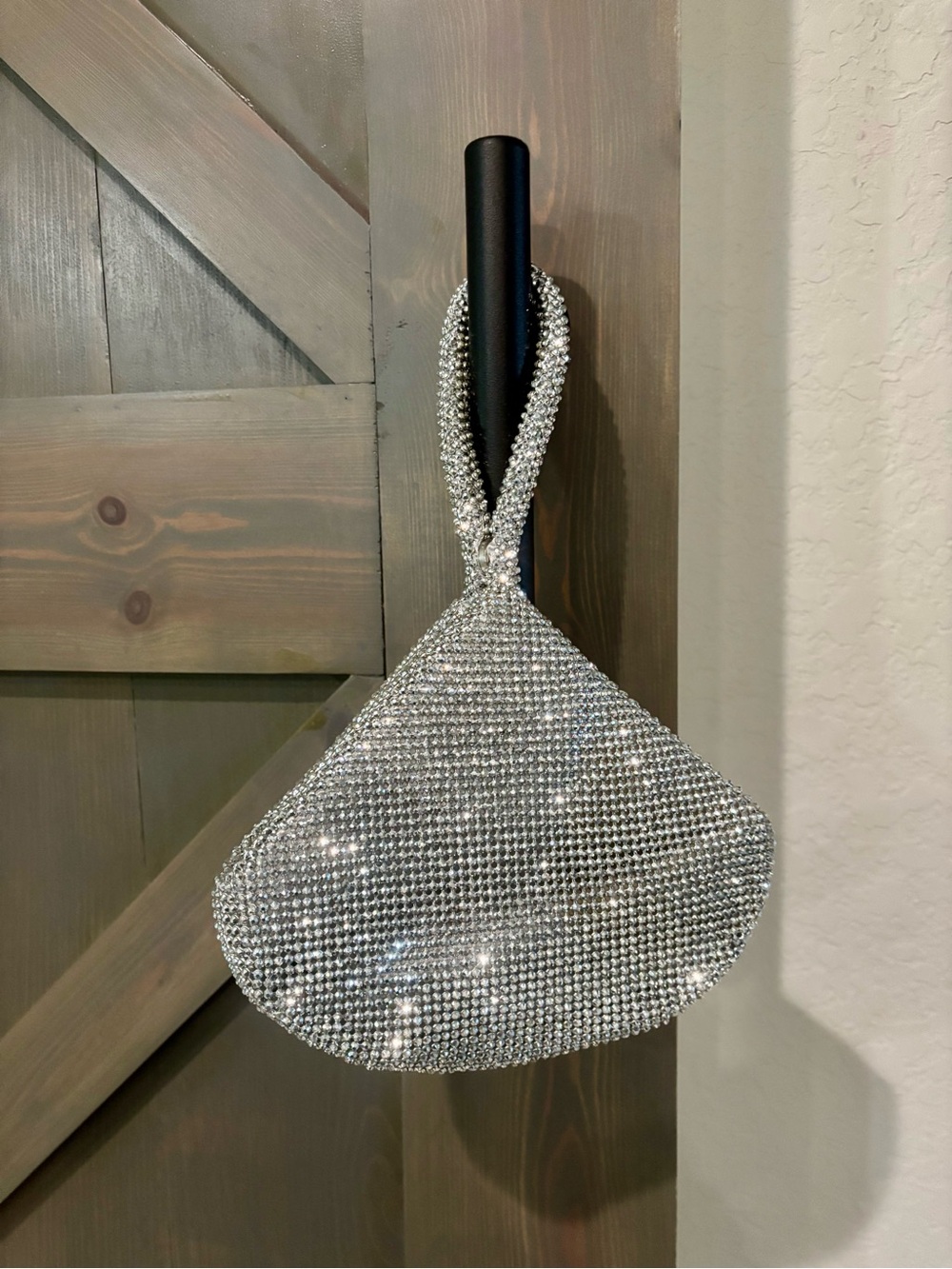 Gunne Sax Silver Crystal Mesh Evening Bag